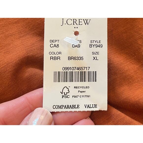 NWT J. Crew Slub Cotton V-Neck Tank, Burnt Orange, Size XL - Picture 8 of 10